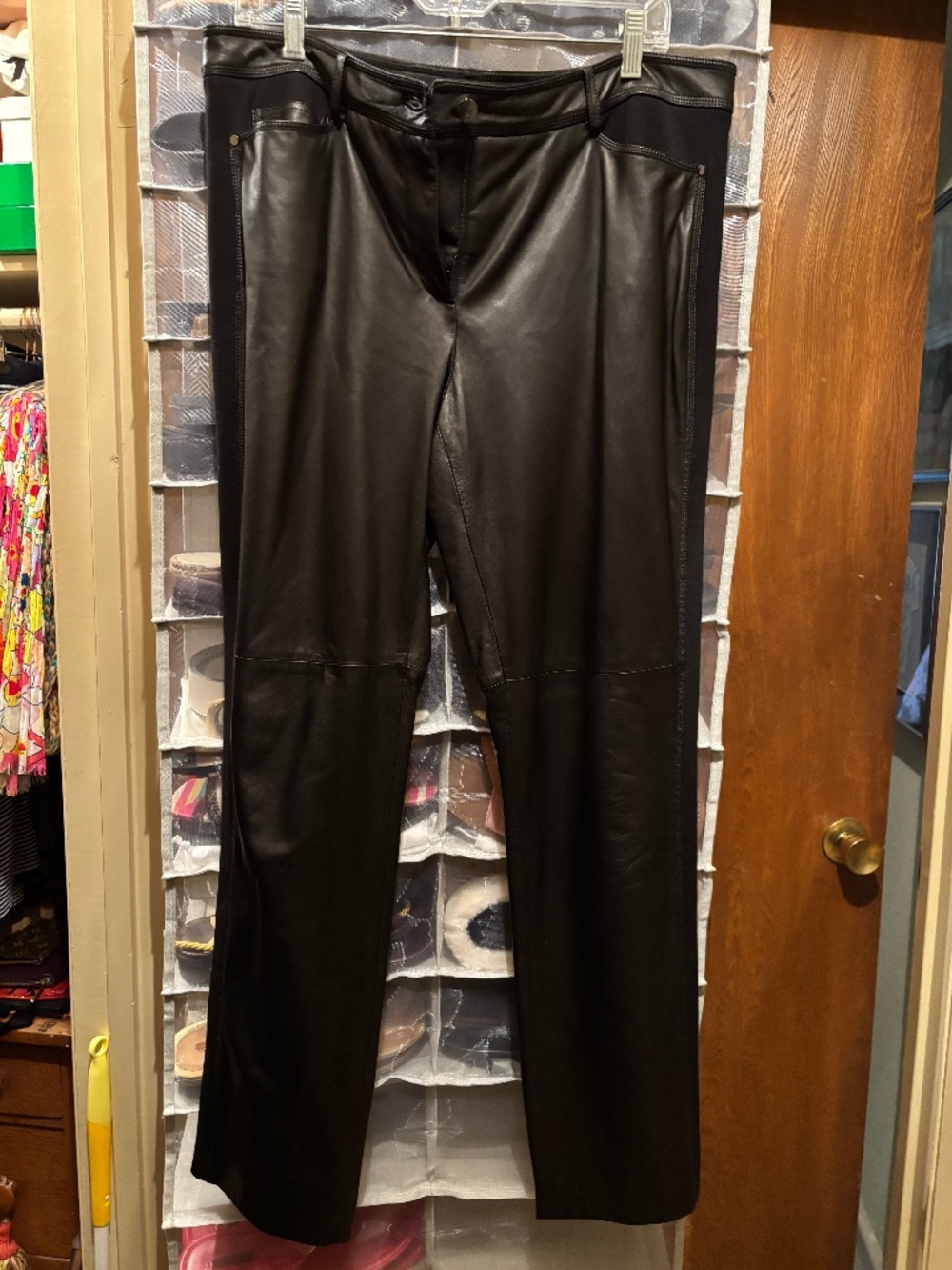 Ellen Tracy leather straight leg pants